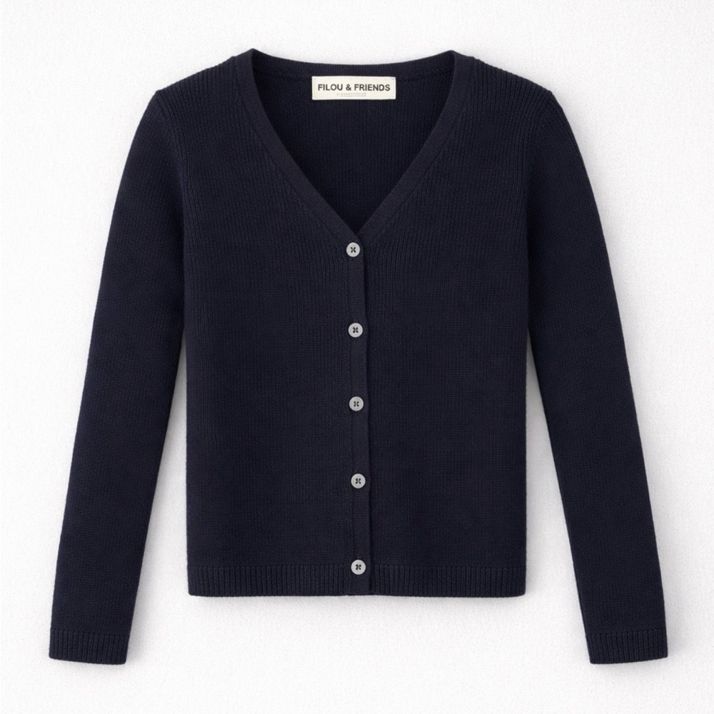 Filou & Friends Navy Basic Kids Sweater Knit Cardigan 100% Cotton Navy 5 years